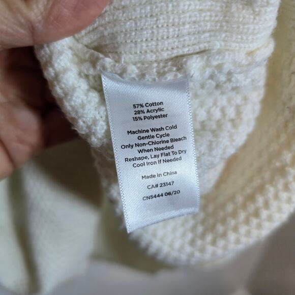 Talbots Women’s Ivory Waffle Knit Pullover Sweater Size M Cotton Blend Crewneck - Picture 10 of 10